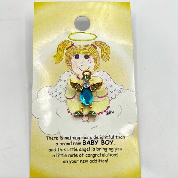 Angel Pin with Blue Gemstone - Picture 1 of 5
